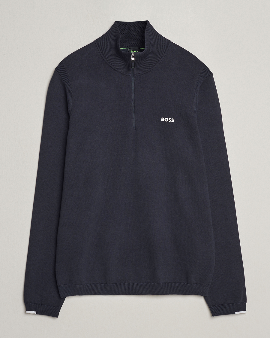 Herre | Gensere | BOSS GREEN | Ever Knitted Half Zip Dark Blue