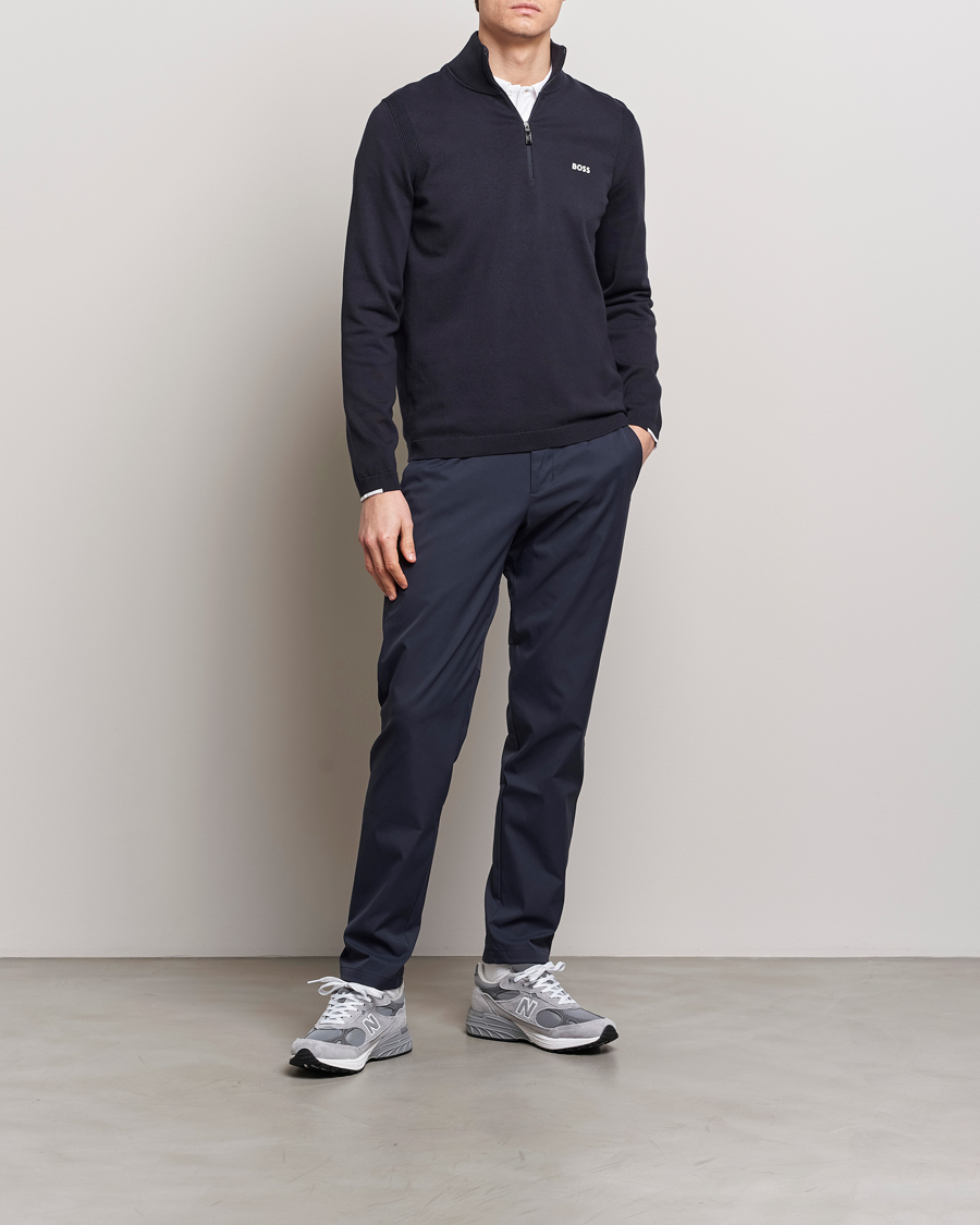 Herre | Gensere | BOSS GREEN | Ever Knitted Half Zip Dark Blue
