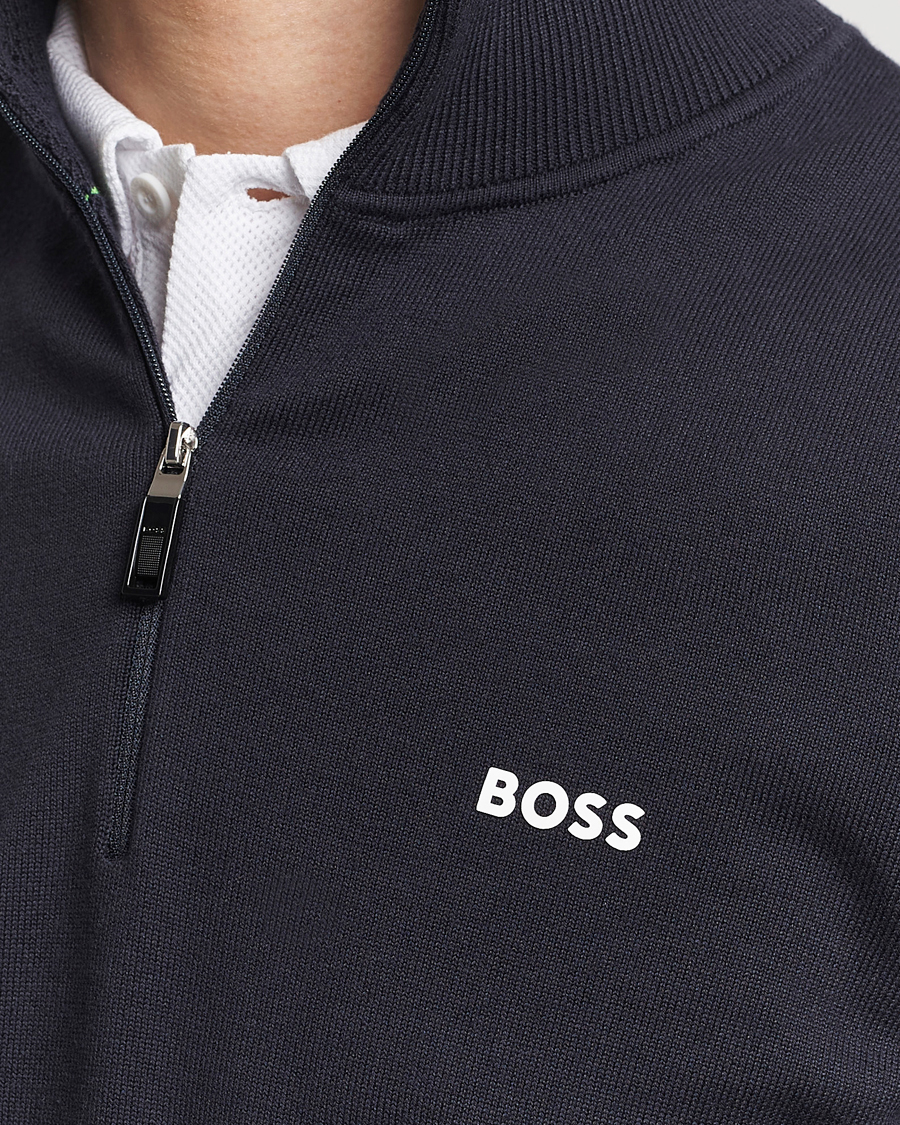 Herre | Gensere | BOSS GREEN | Ever Knitted Half Zip Dark Blue