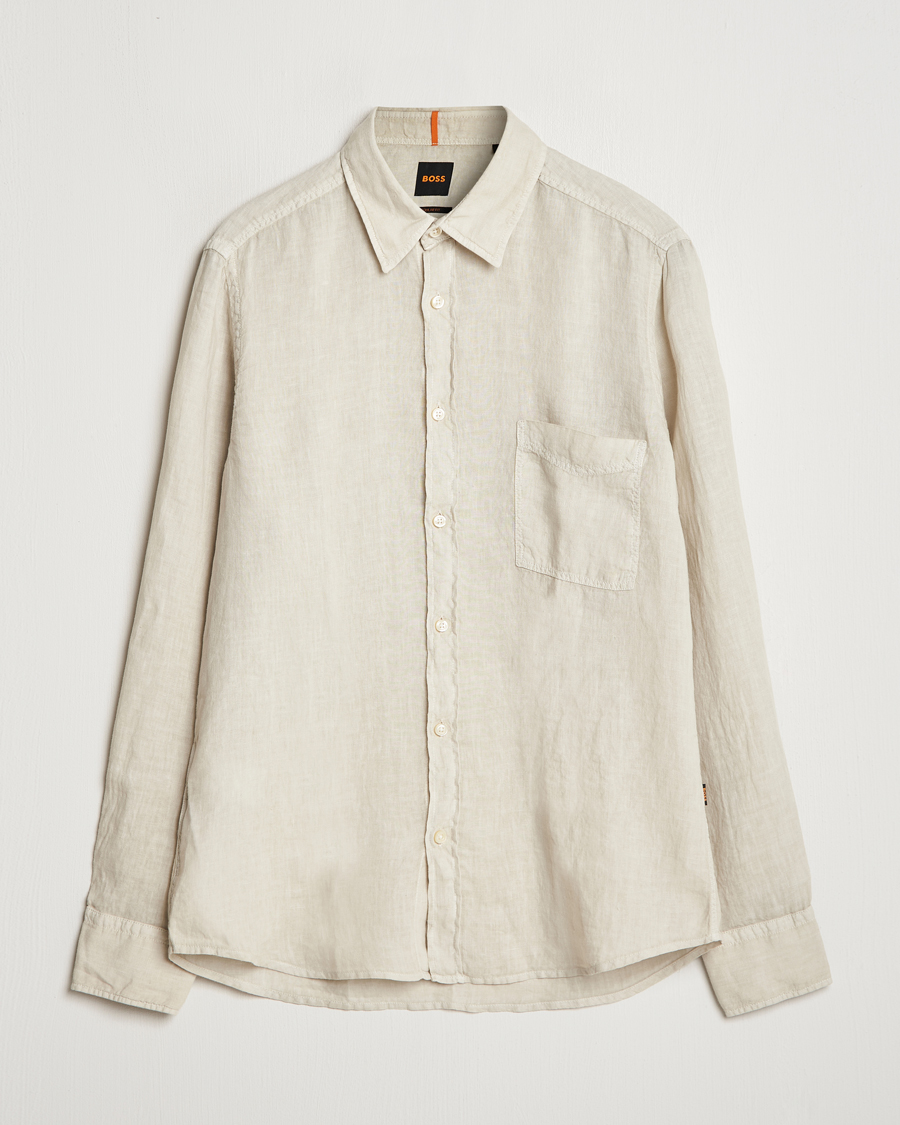 Herre | Skjorter | BOSS ORANGE | Relegant Linen Shirt Light Beige