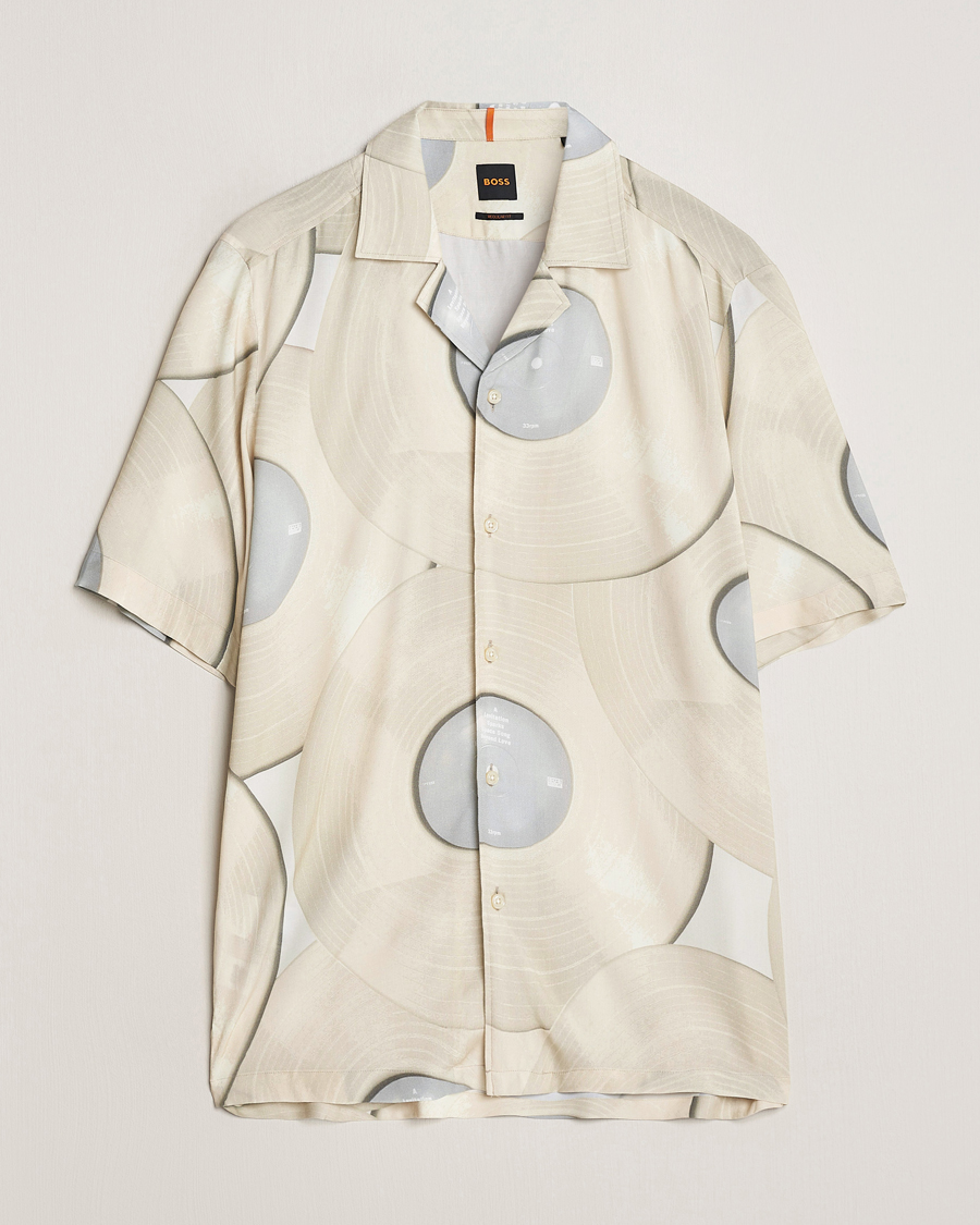 Herre | Skjorter | BOSS ORANGE | Rayer Short Sleeve Printed Shirt Light Beige