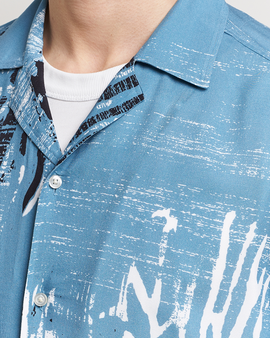 Herre | Skjorter | BOSS ORANGE | Rayer Short Sleeve Printed Shirt Open Blue