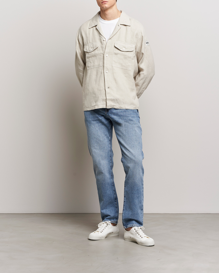 Herre | Skjorter | BOSS ORANGE | Lovel Linen Overshirt Light Beige