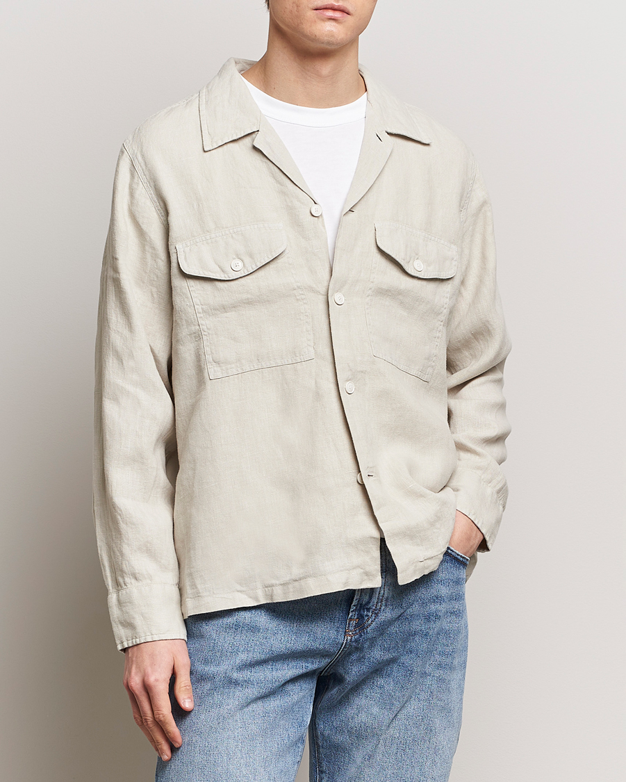 Herre | Klær | BOSS ORANGE | Lovel Linen Overshirt Light Beige