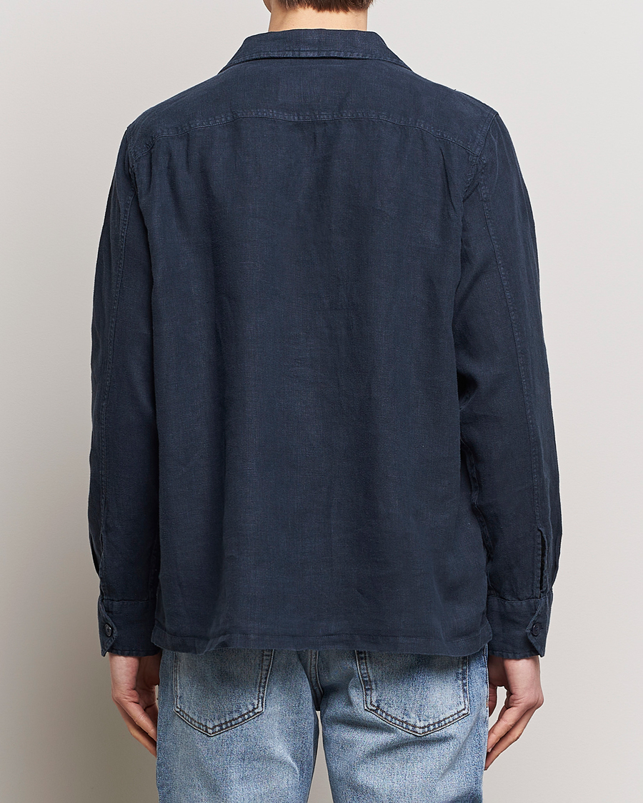 Herre | Skjorter | BOSS ORANGE | Lovel Linen Overshirt Dark Blue