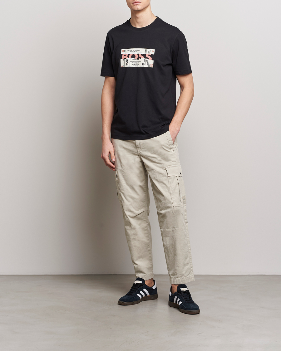 Herre | T-Shirts | BOSS ORANGE | Printed Crew Neck T-Shirt Black