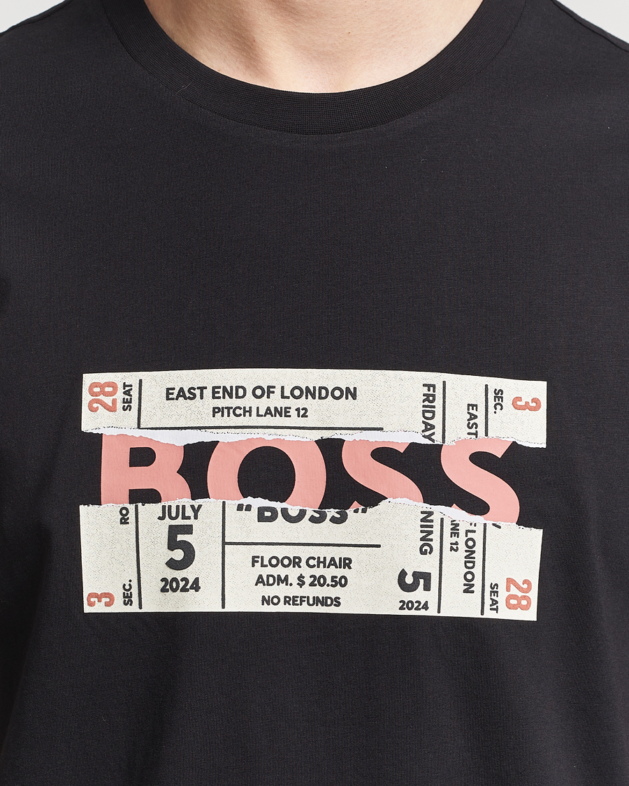 Herre | T-Shirts | BOSS ORANGE | Printed Crew Neck T-Shirt Black
