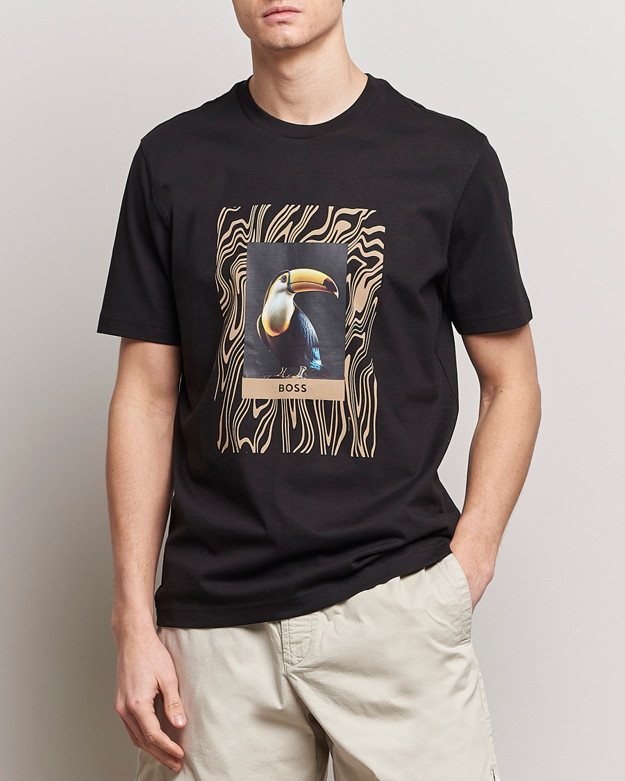 Herre | Svarte t-skjorter | BOSS ORANGE | Tucan Printed Crew Neck T-Shirt Black