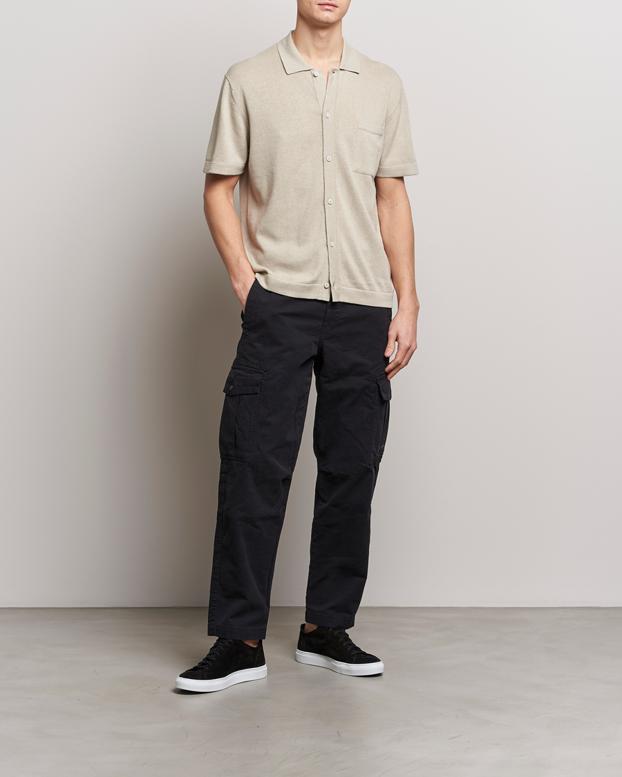 Herre | Skjorter | BOSS ORANGE | Kamiccio Knitted Short Sleeve Shirt Light Beige