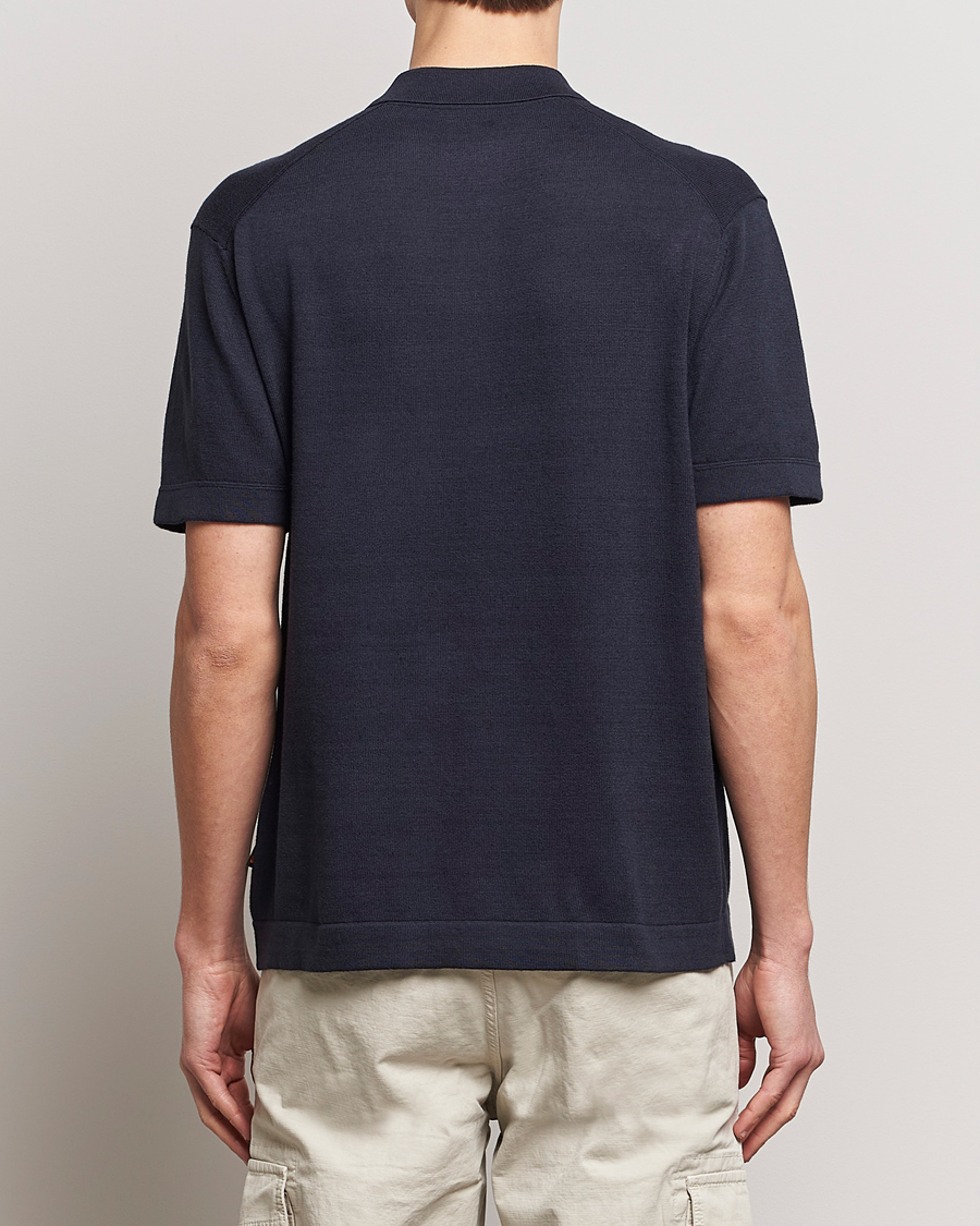 Herre | Skjorter | BOSS ORANGE | Kamiccio Knitted Short Sleeve Shirt Dark Blue