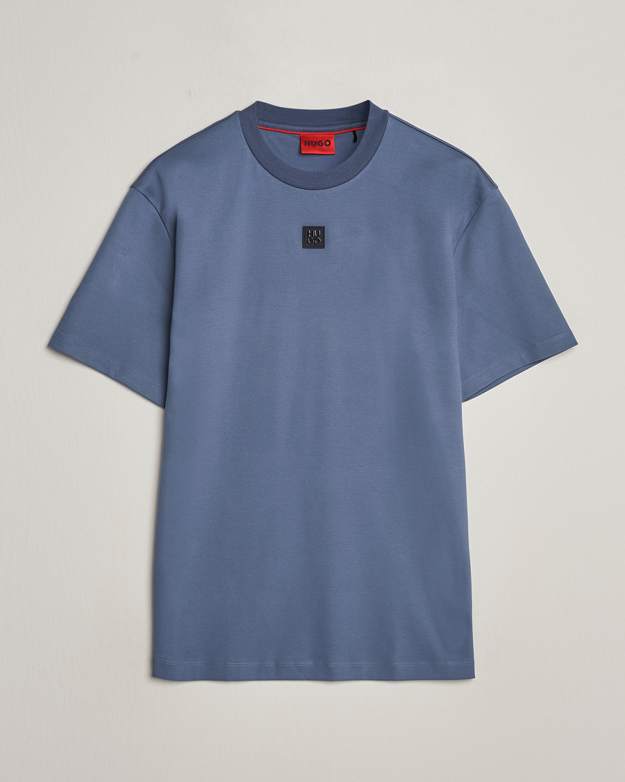 Herre | T-Shirts | HUGO | Dalile Logo Crew Neck T-Shirt Open Blue