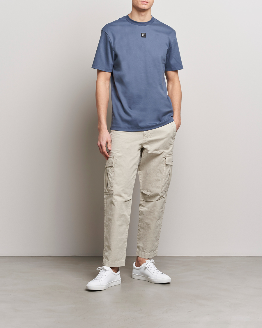 Herre | T-Shirts | HUGO | Dalile Logo Crew Neck T-Shirt Open Blue