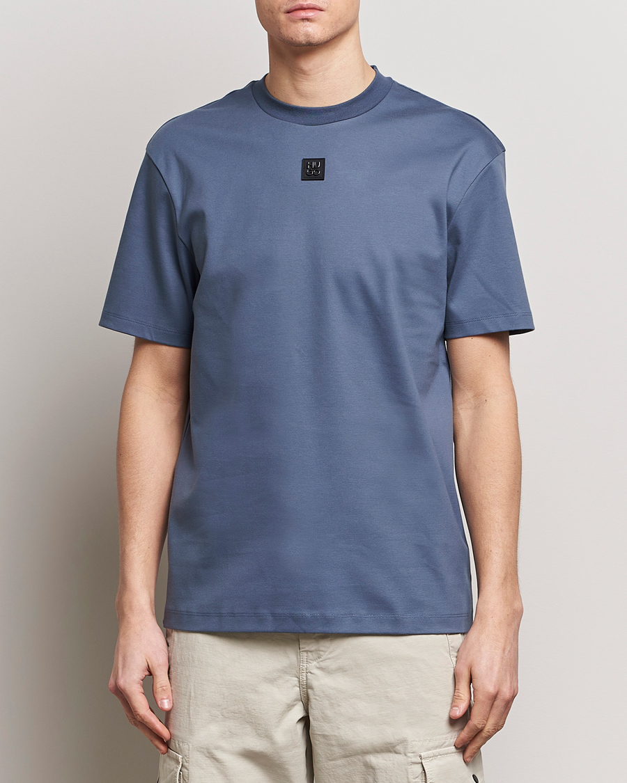 Herre | T-Shirts | HUGO | Dalile Logo Crew Neck T-Shirt Open Blue