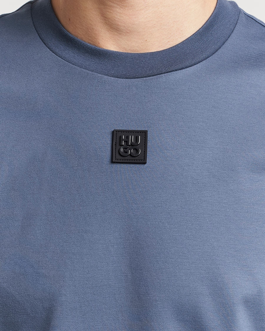 Herre | T-Shirts | HUGO | Dalile Logo Crew Neck T-Shirt Open Blue