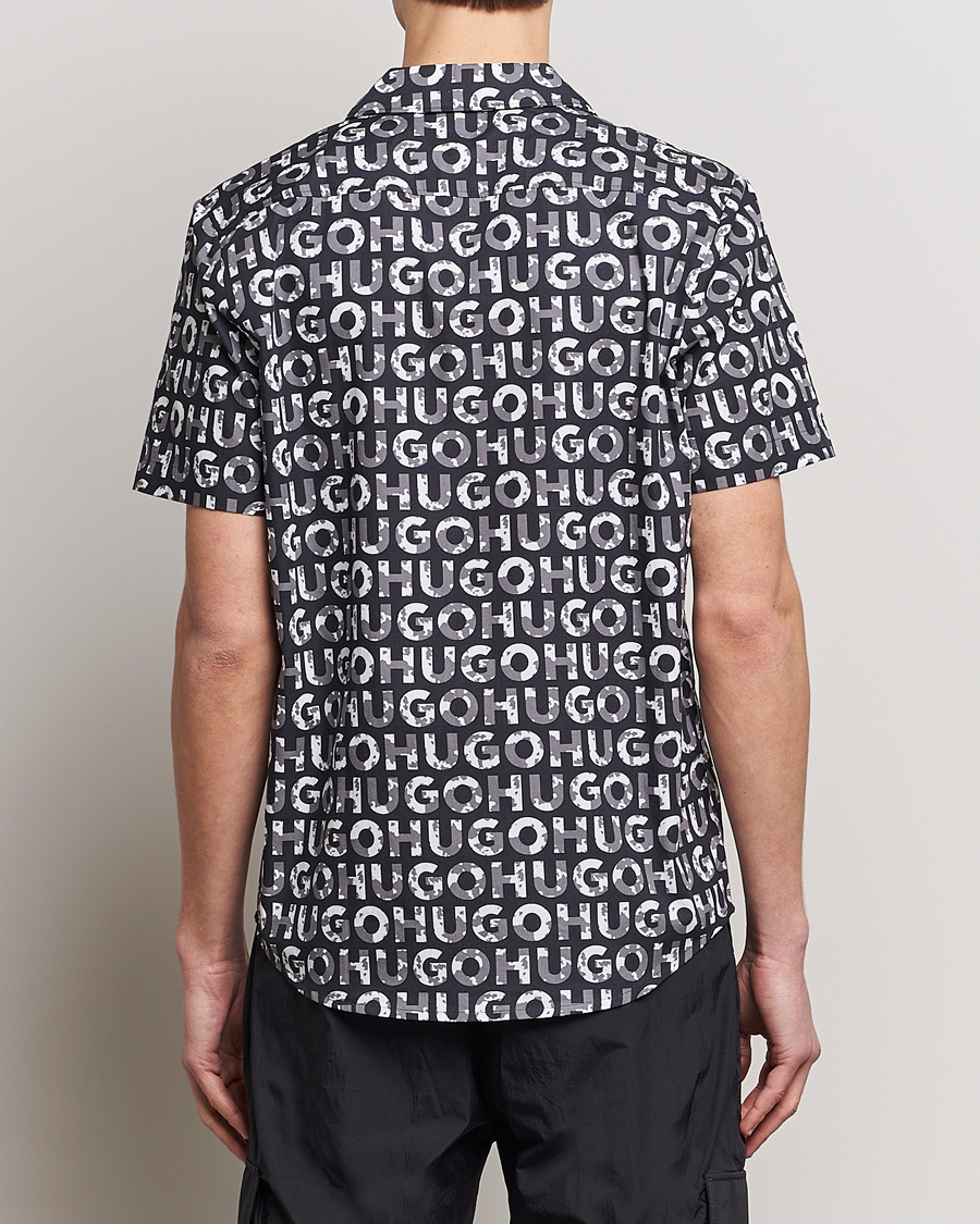 Herre | Skjorter | HUGO | Ellino Short Sleeve Cotton Shirt Black/White