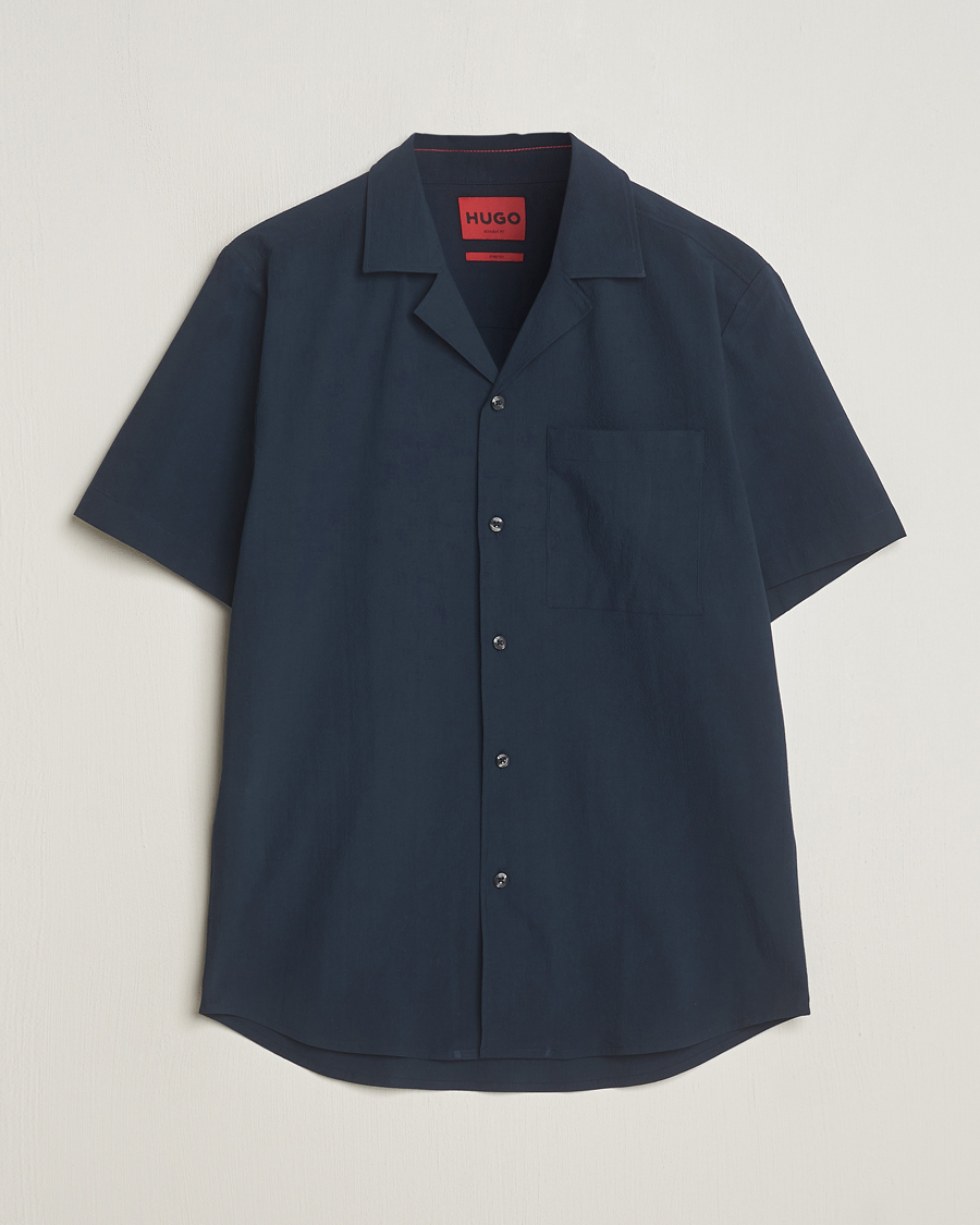 Herre | Skjorter | HUGO | Ellino Short Sleeve Shirt Dark Blue