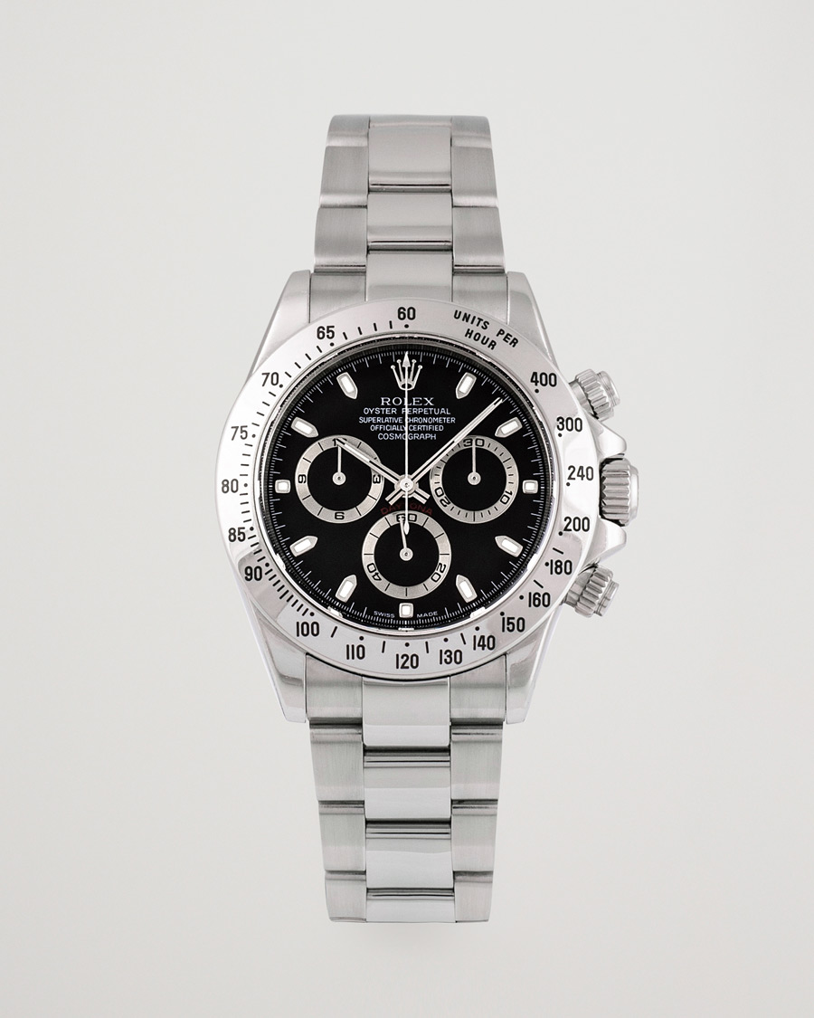 Herre | Rolex Pre-Owned Daytona Black dial Steel 116520 Silver | Rolex Pre-Owned | Daytona Black dial Steel 116520 Silver