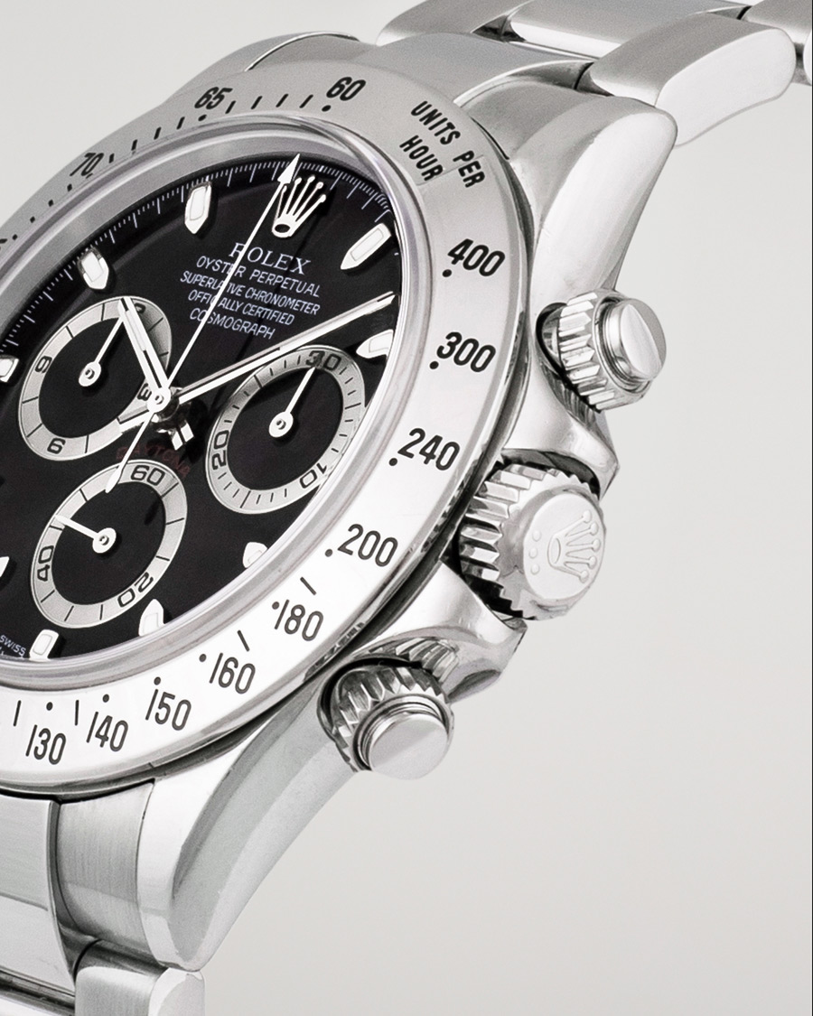 Herre | Rolex Pre-Owned Daytona Black dial Steel 116520 Silver | Rolex Pre-Owned | Daytona Black dial Steel 116520 Silver