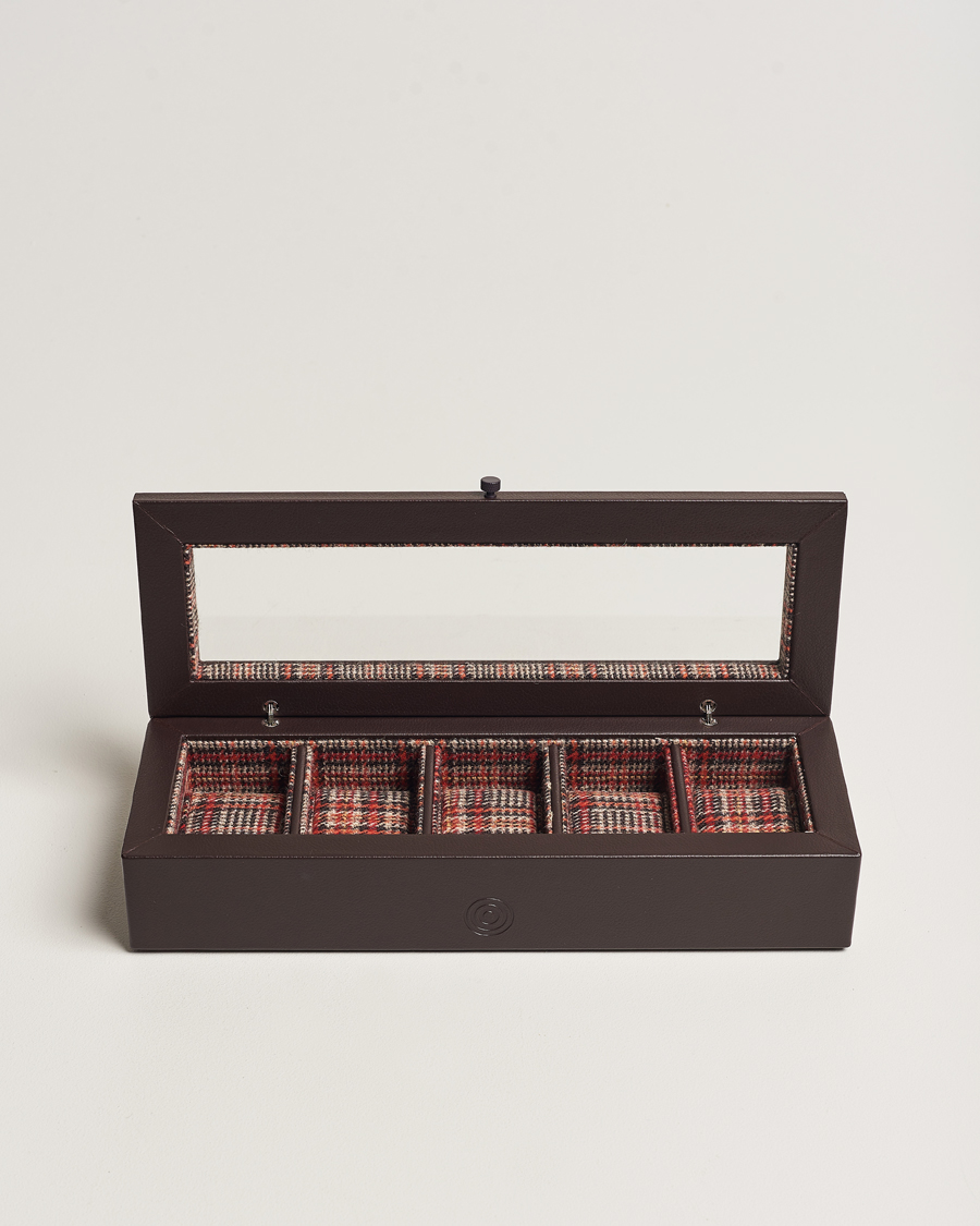 Herre | WOLF WM Brown 5 Piece Watch Box Tweed Brown | WOLF | WM Brown 5 Piece Watch Box Tweed Brown
