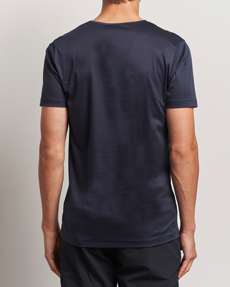 Herre | T-Shirts | Zimmerli of Switzerland | Sea Island Cotton Crew Neck T-shirt Navy