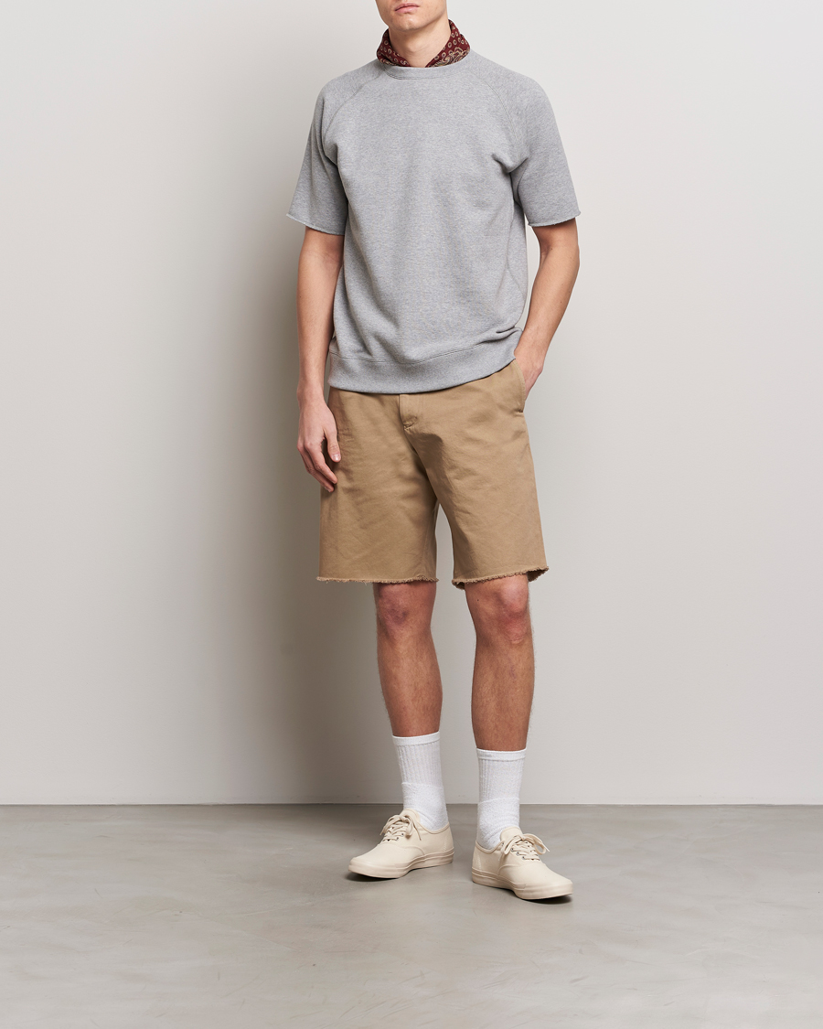 Herre | T-Shirts | BEAMS PLUS | Cut Off Sweatshirt Light Grey