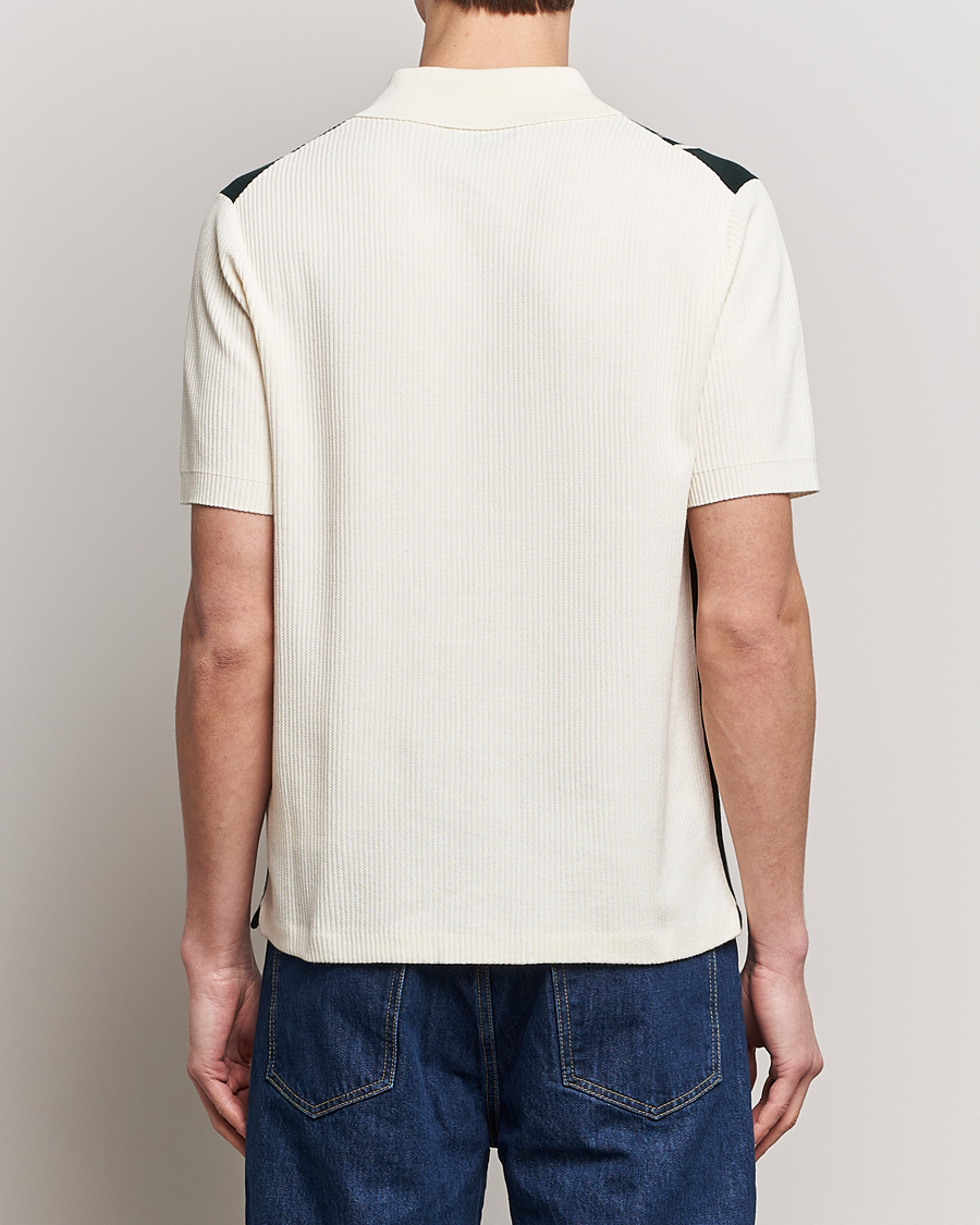 Herre | Pikéer | BEAMS PLUS | Knit Stripe Short Sleeve Polo White/Green