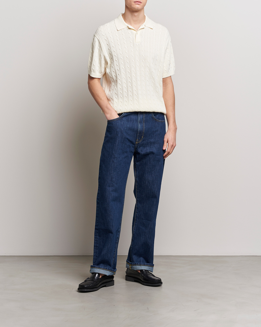 Herre | Pikéer | BEAMS PLUS | Short Sleeve Cable Polo Off White