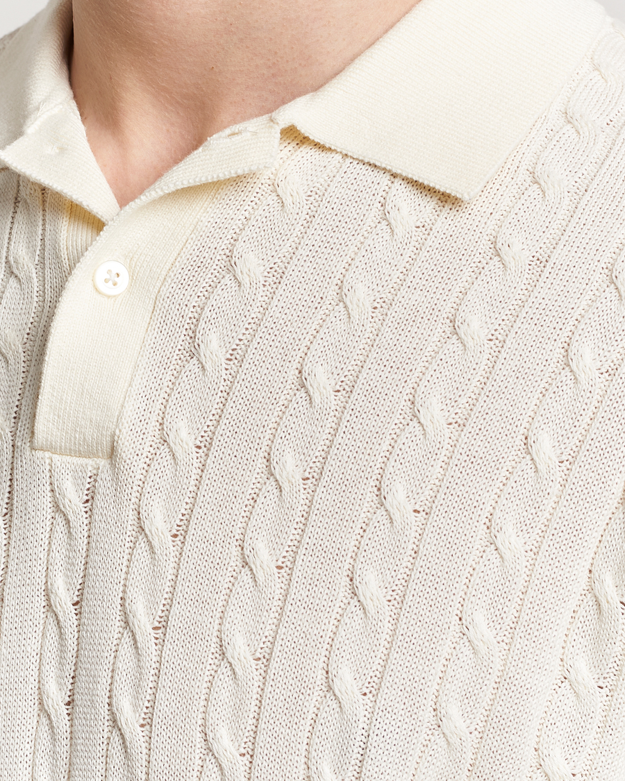 Herre | Pikéer | BEAMS PLUS | Short Sleeve Cable Polo Off White