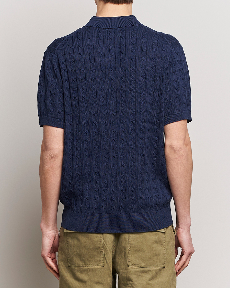 Herre | Pikéer | BEAMS PLUS | Short Sleeve Cable Polo Navy