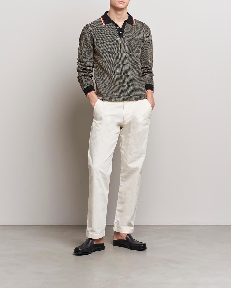 Herre | Gensere | BEAMS PLUS | Slab Knit Long Sleeve Polo Black