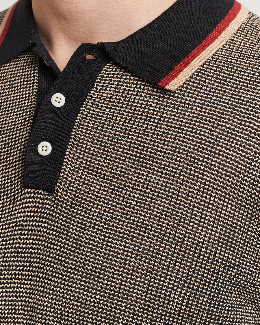 Herre | Gensere | BEAMS PLUS | Slab Knit Long Sleeve Polo Black