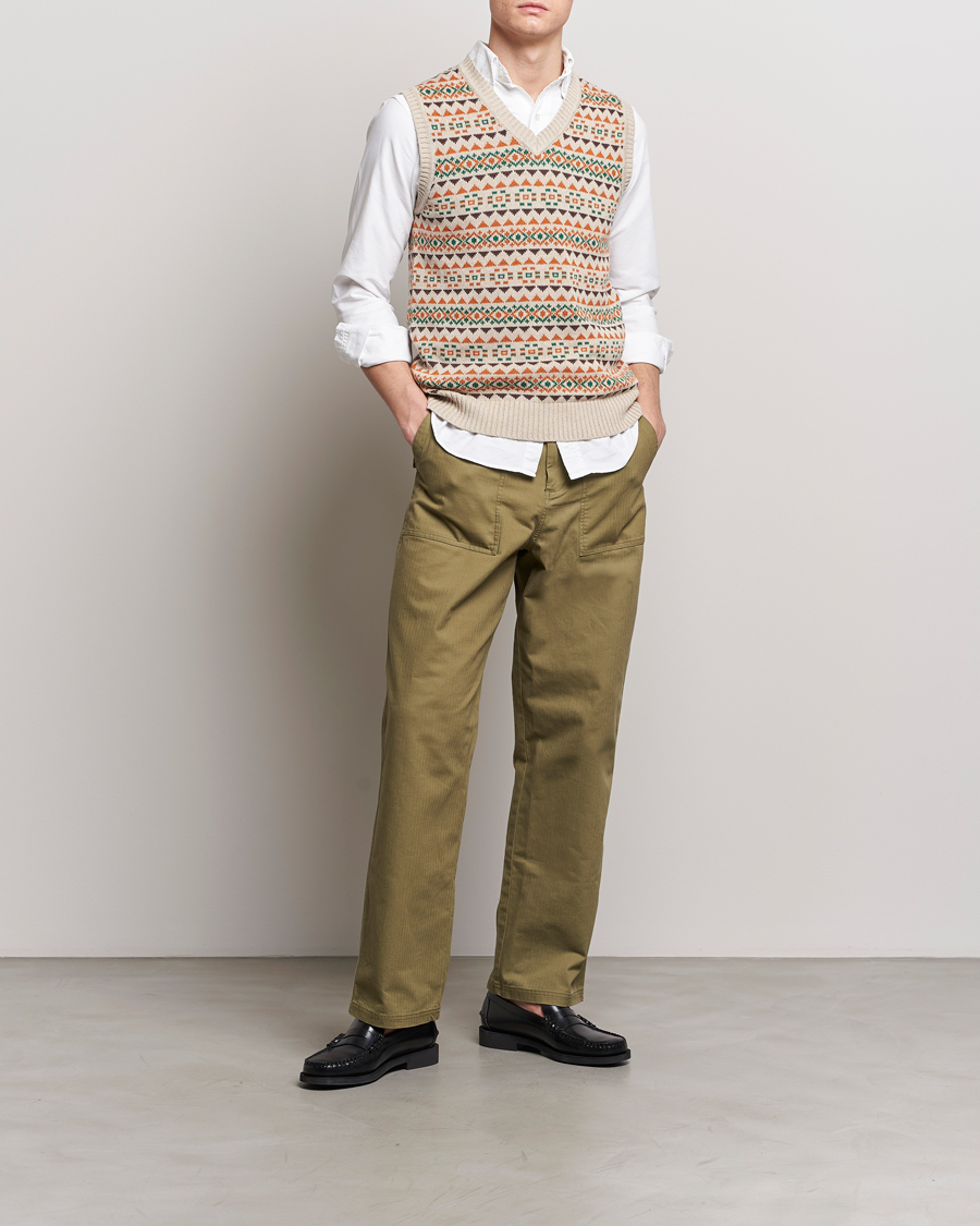 Herre | Gensere | BEAMS PLUS | Fairisle Knit Vest Beige