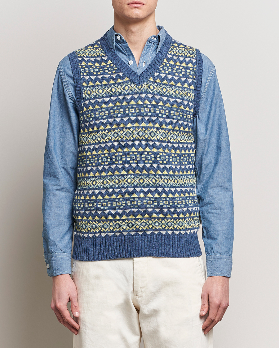 Herre | Avdelinger | BEAMS PLUS | Fairisle Knit Vest Blue