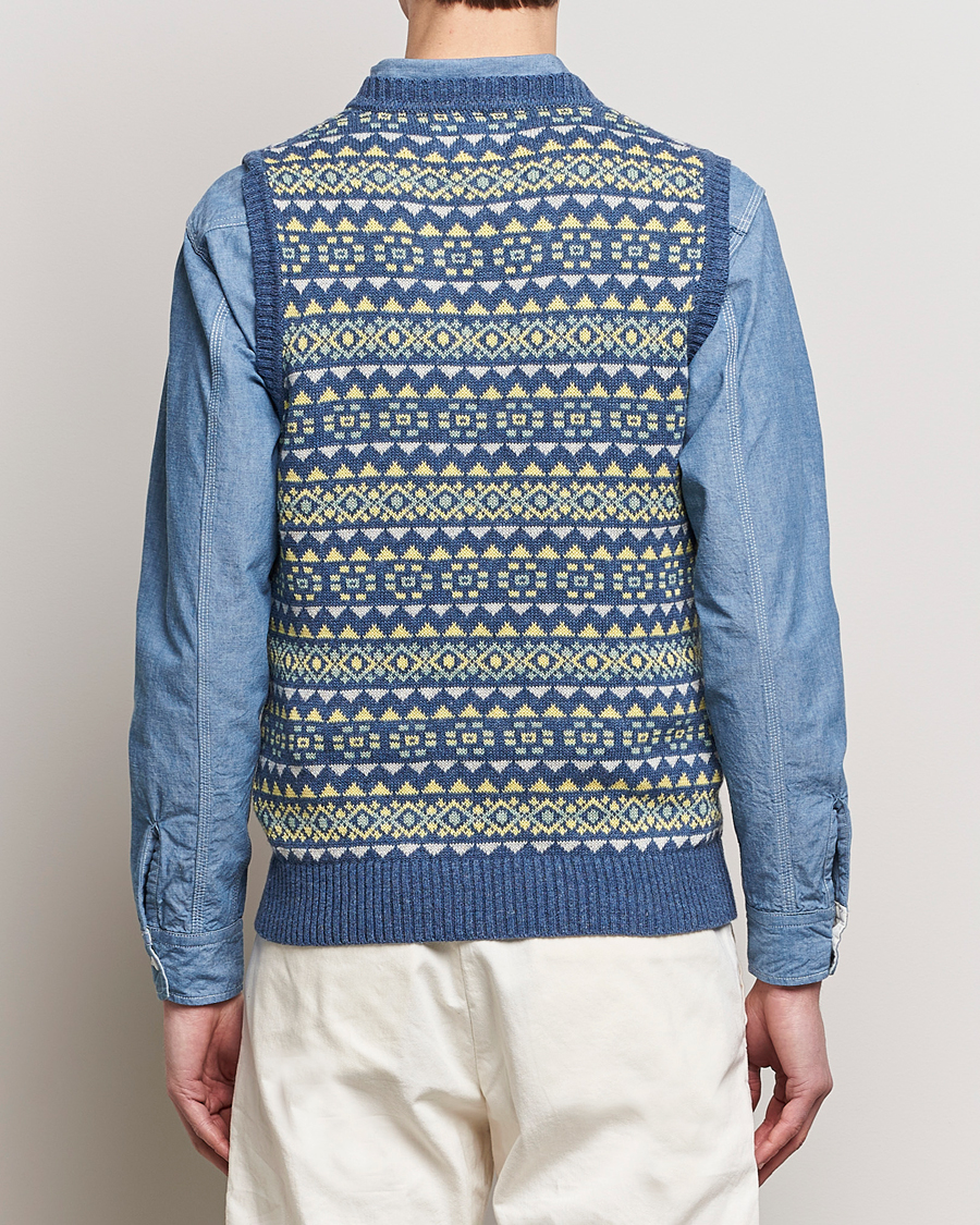 Herre | Gensere | BEAMS PLUS | Fairisle Knit Vest Blue