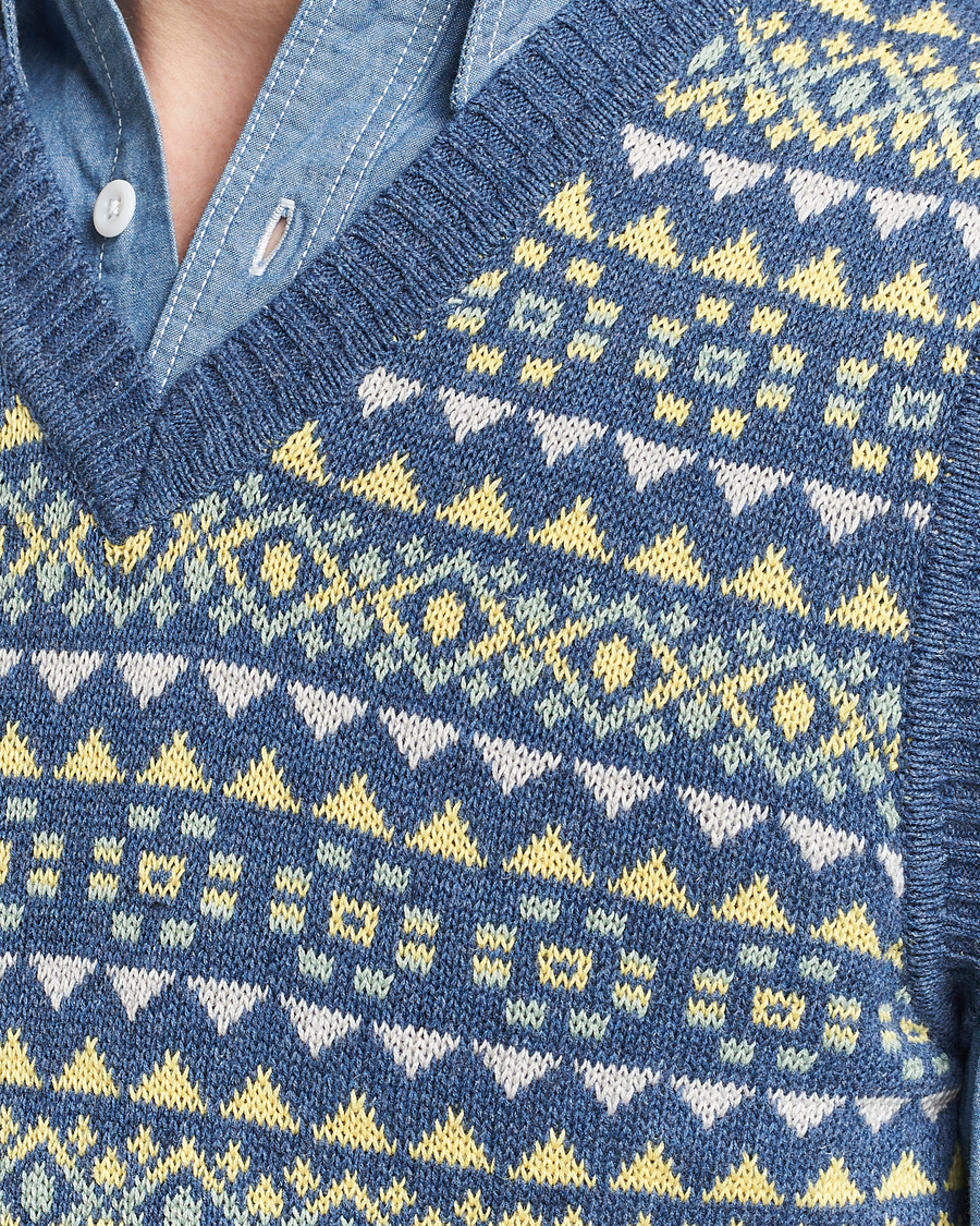 Herre | Gensere | BEAMS PLUS | Fairisle Knit Vest Blue