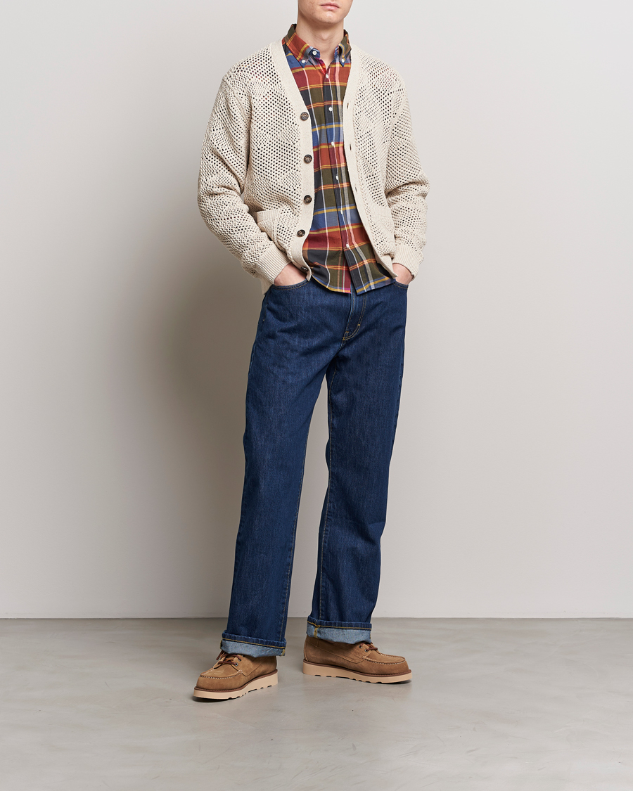 Herre | Gensere | BEAMS PLUS | Argyle Mesh Cardigan Light Beige
