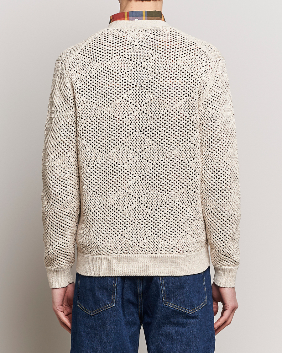 Herre | Gensere | BEAMS PLUS | Argyle Mesh Cardigan Light Beige