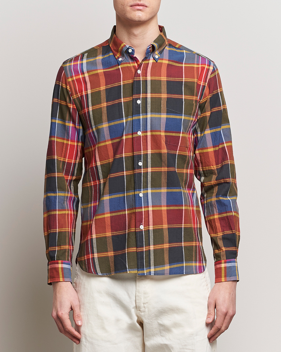 Herre | Casual | BEAMS PLUS | Button Down Madras Shirt Red Check