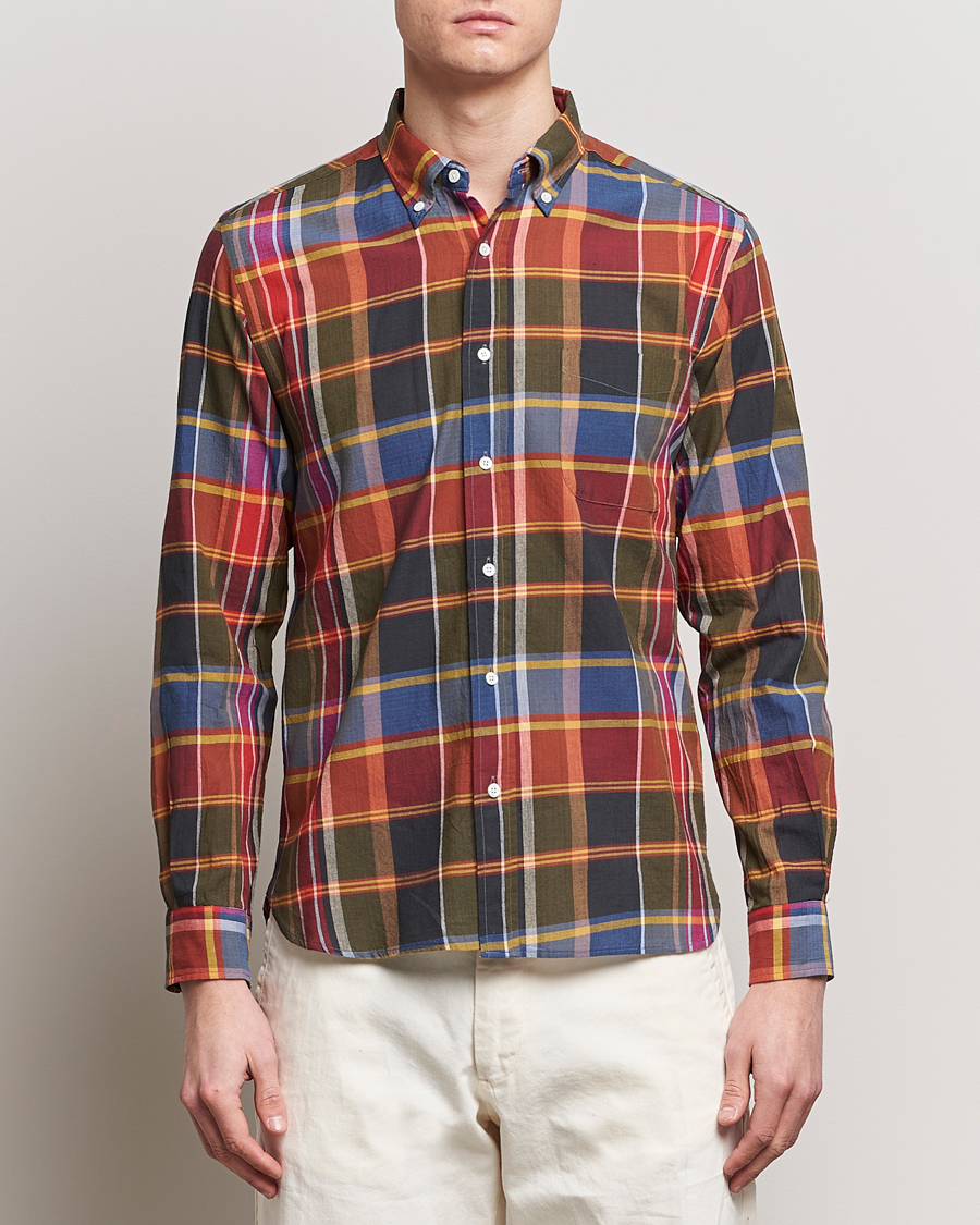 Herre | Kortermede skjorter | BEAMS PLUS | Button Down Madras Shirt Red Check