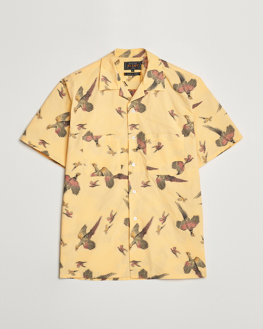 Herre | Skjorter | BEAMS PLUS | Duck Jacquard Camp Collar Shirt Yellow