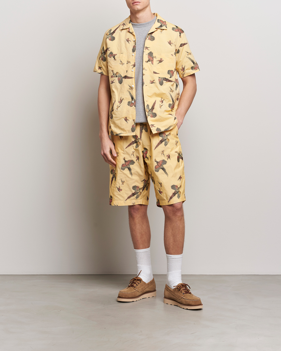 Herre | Skjorter | BEAMS PLUS | Duck Jacquard Camp Collar Shirt Yellow