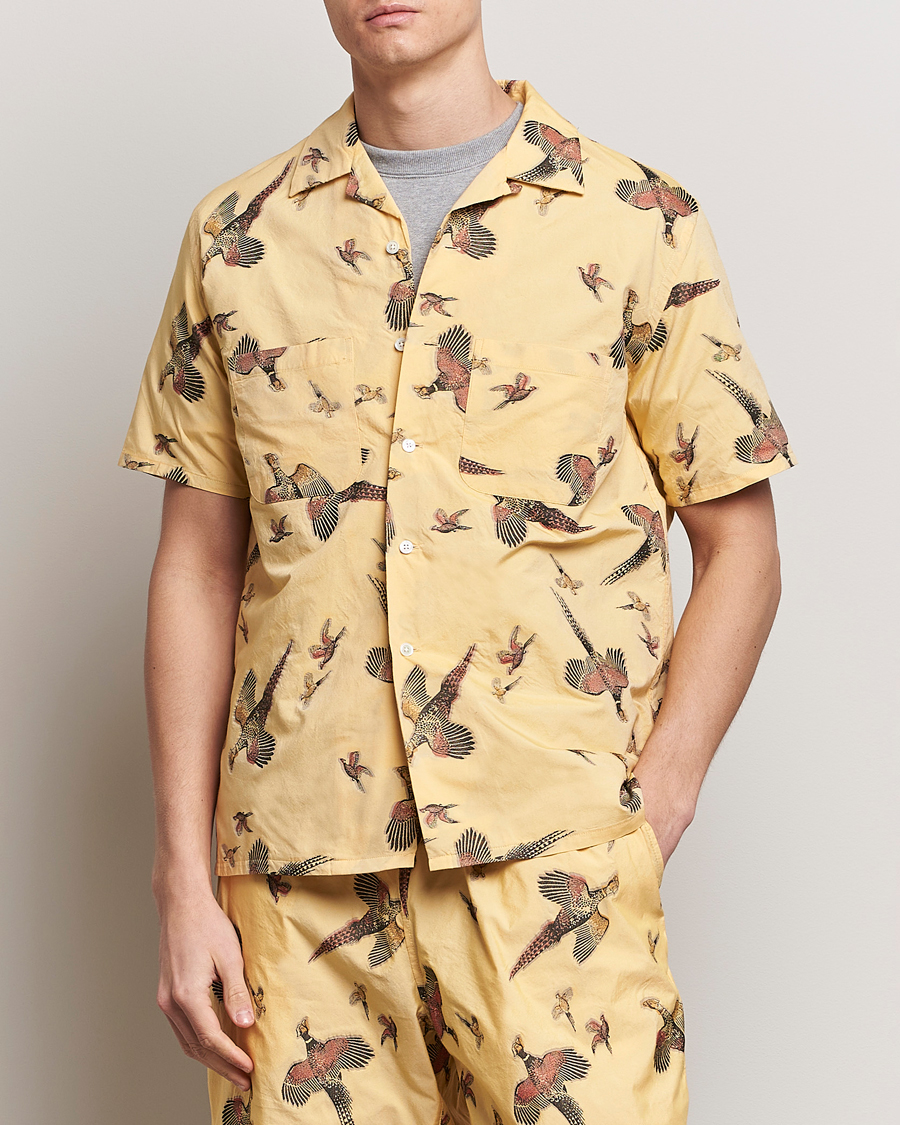Herre | Kortermede skjorter | BEAMS PLUS | Duck Jacquard Camp Collar Shirt Yellow