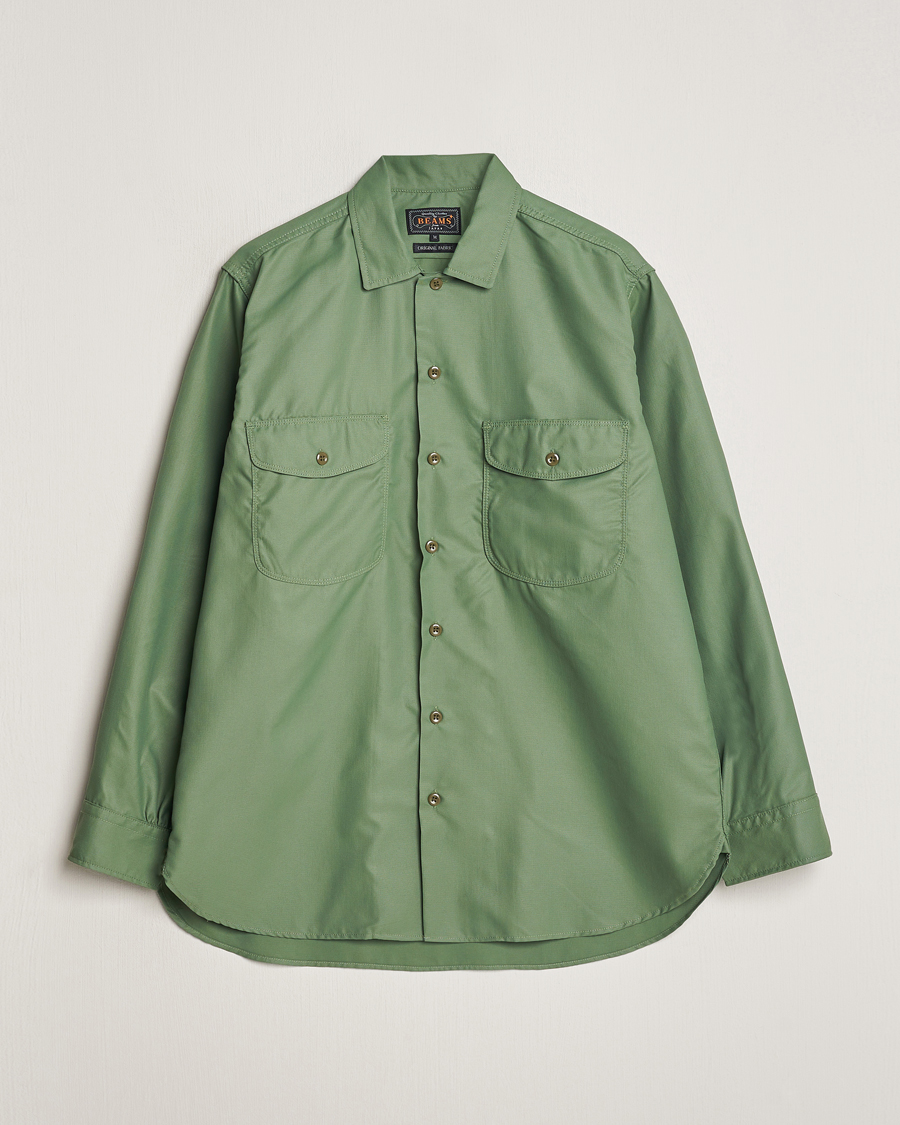 Herre | Skjorter | BEAMS PLUS | Work Micro Nylon Overshirt Olive