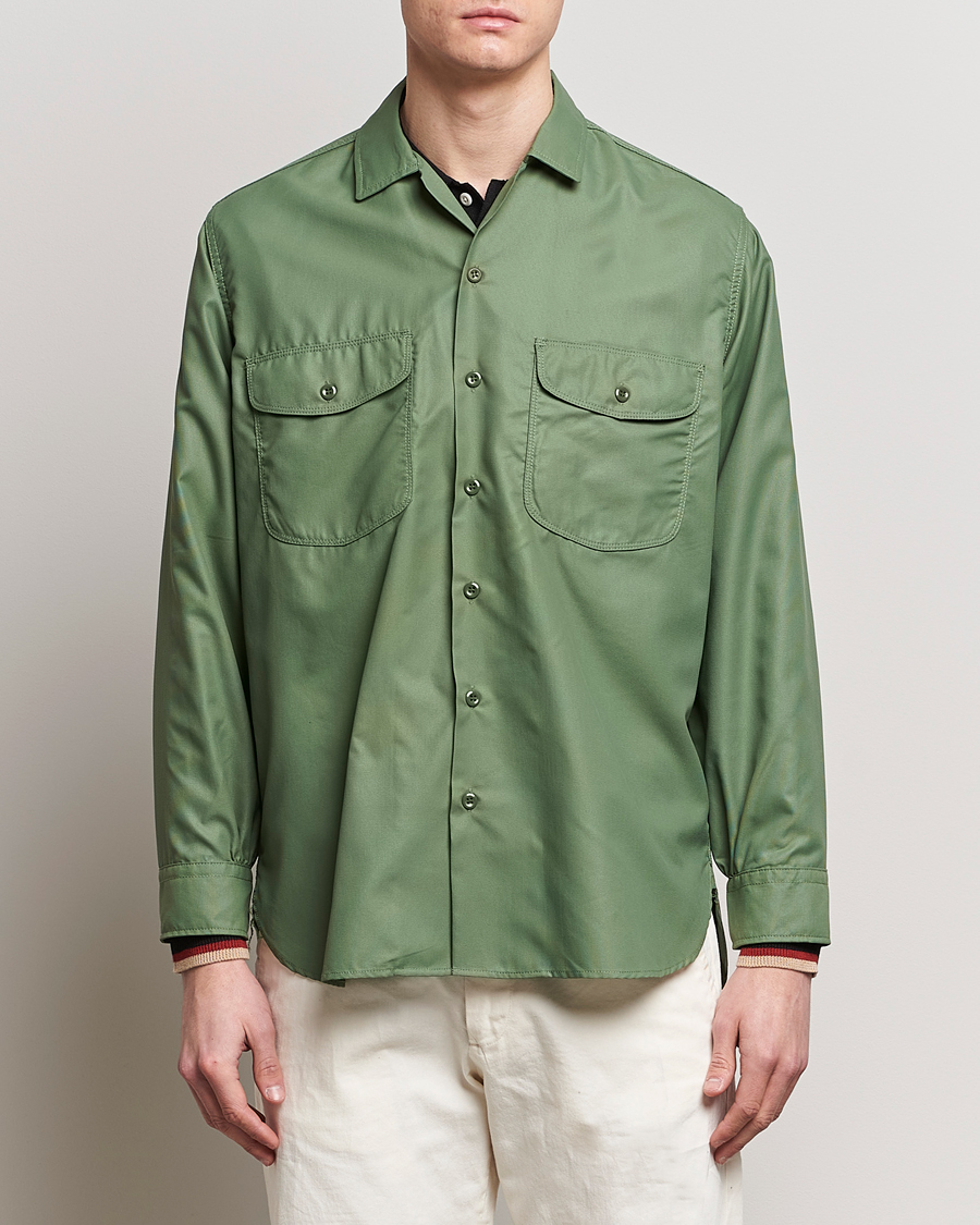 Herre | Skjorter | BEAMS PLUS | Work Micro Nylon Overshirt Olive