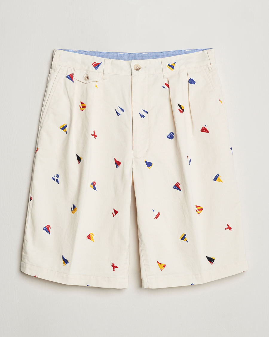 Herre | Shorts | BEAMS PLUS | Embroidered Shorts White