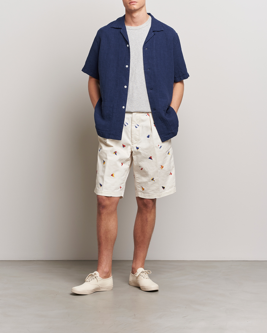 Herre | Shorts | BEAMS PLUS | Embroidered Shorts White