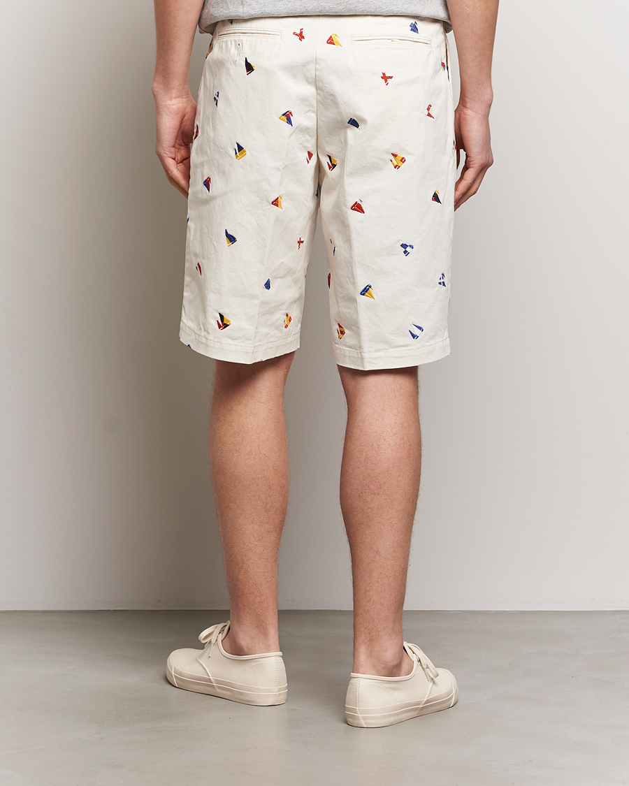 Herre | Shorts | BEAMS PLUS | Embroidered Shorts White