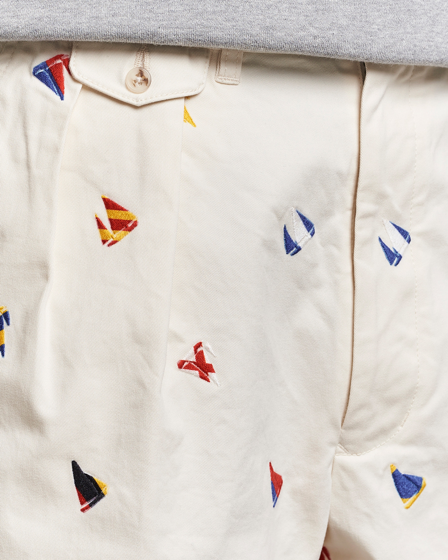 Herre | Shorts | BEAMS PLUS | Embroidered Shorts White