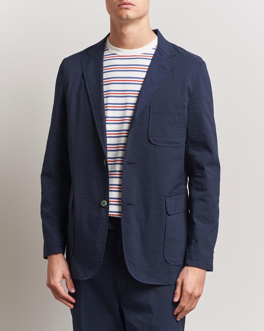 Herre | Dressjakker | BEAMS PLUS | Seersucker Blazer Navy