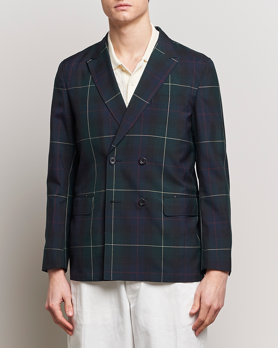 Herre | Preppy Authentic | BEAMS PLUS | Double Breasted Plaid Wool Blazer Green Plaid
